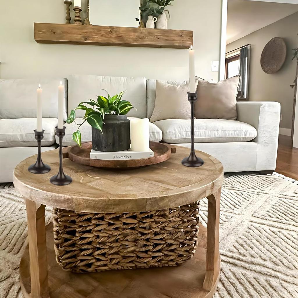 Vintage Metal Candlestick Holders, Set of 3 Bronze Candle Holders for Candlesticks Antique Taper Candle Stands Candle Sticks Holder for Housewarming