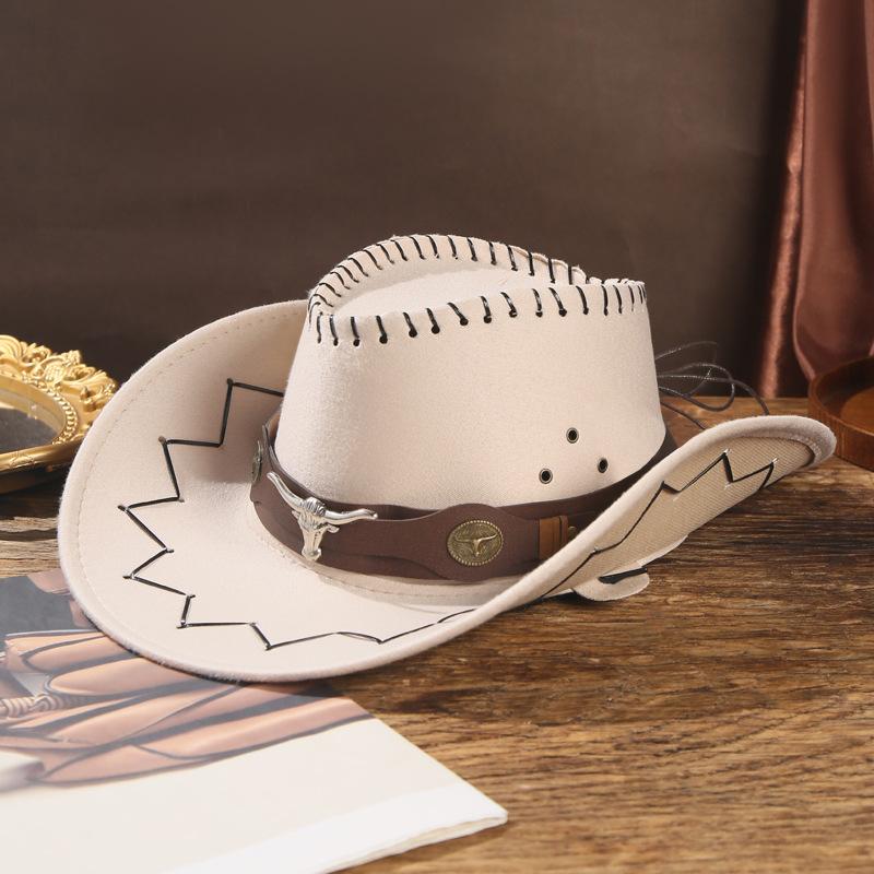Popular Western Cowboy Hat Men's and Women's Spring and Summer Tourism Mountaineering Sun Hat Grassland Tibetan Big Eaves Jazz Hat