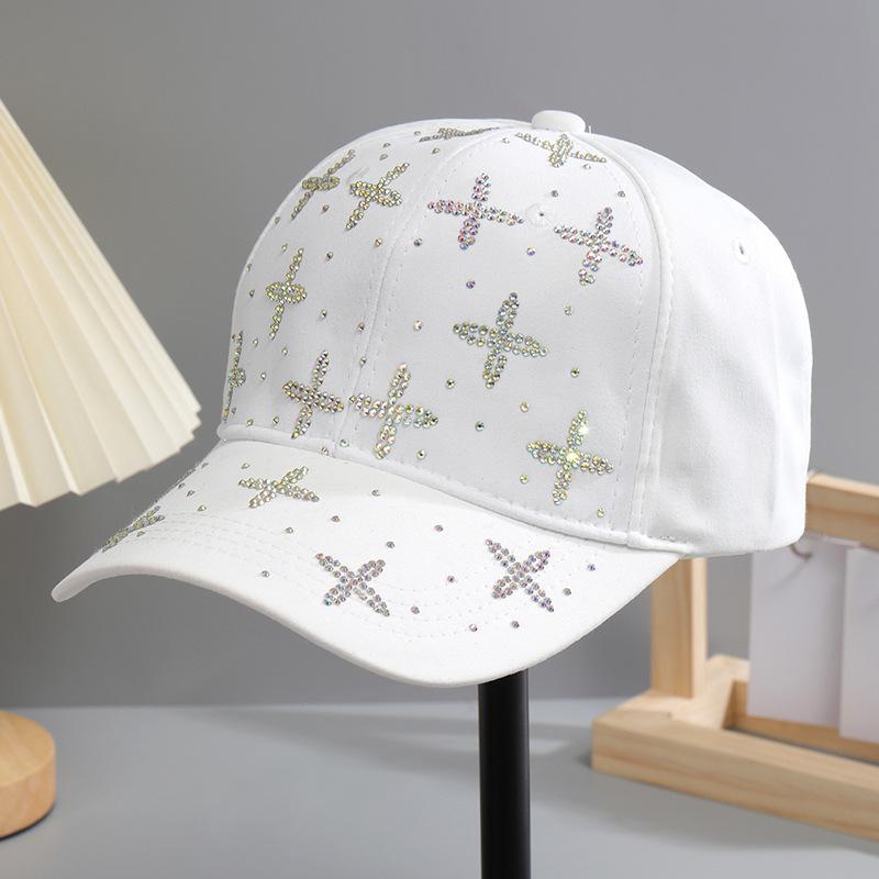 Spring and summer hats Women's baseball caps Street versatile trendy visors Diamond rhinestones Fashion casual caps Summer