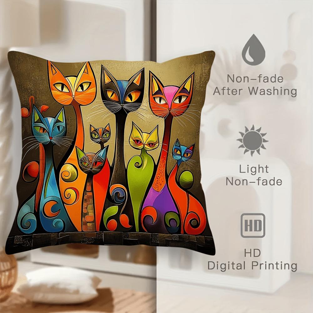 2D Flat - An Abstract Cat Design Pillowcase
