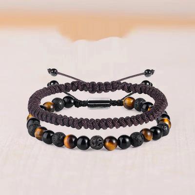 2 шт. Чоловічий браслет ручної роботи з бісеру, гладкий, регульований, легкий матовий агатовий камінь, зцілення, духовний захист, браслет, подарунки на день народження, чоловічі ювелірні вироби