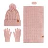 Knitted Hat Scarf Gloves Set Women's Winter Double Layer Plus Velvet Thick Outdoor Warm