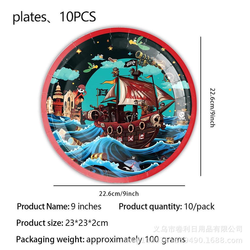 Pirate Ship Theme Party Decoration Pirate Party Banner Flag Paper Plate Paper Cup Tissue Tablecloth
