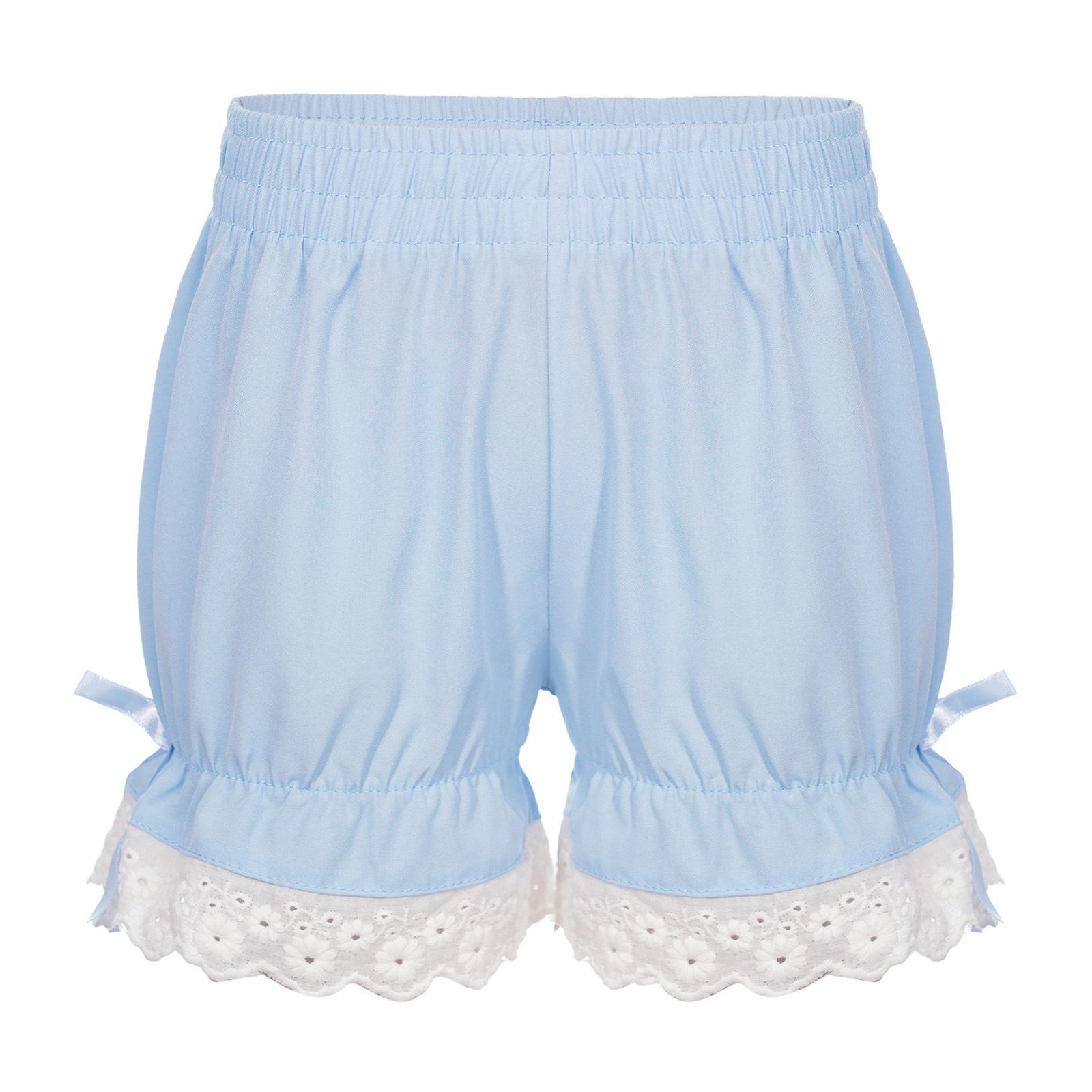 

Дівчачі мереживні захисні шорти Еластична талія Бантик Блумери Шорти-гарбузи Дихаюча танцювальна спідня білизна 13-14 Years синій