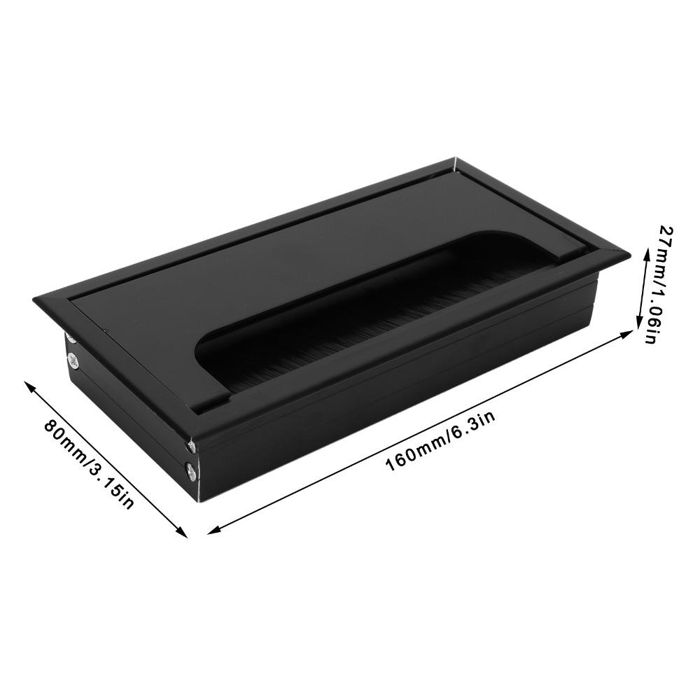 new Aluminum Alloy Wire Hole Cover Black Color Rectangular Cable Hole Cover Dustproof Desk Cord Hole Cover Home Office