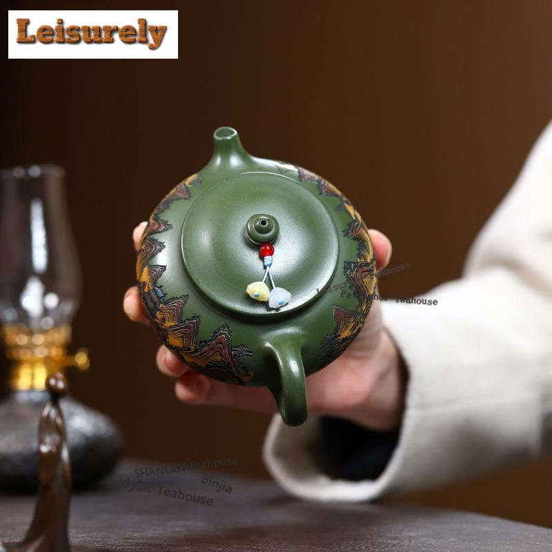 230ml Vintage Yixing Lila Ton Teekannen Handgefertigt Han Jiang Kanne Roh Erz Grüner Schlamm Kessel Chinesisches Zisha Teeservice Geschirr Geschenk