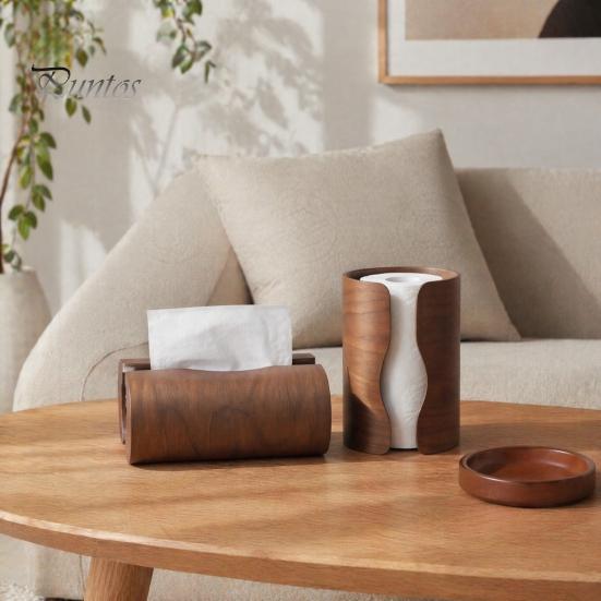 Practical Napkin Holder for Living Room Tissue Box Holder, Natural Wood Storage Organizer, Decorative Rectangular Desktop Case Office Desk Dispenser,