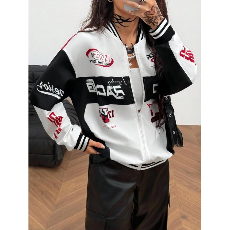 Womens Casual Long Sleeve Baseball Jacket Hoodie Streetwear Oversized Top 2026