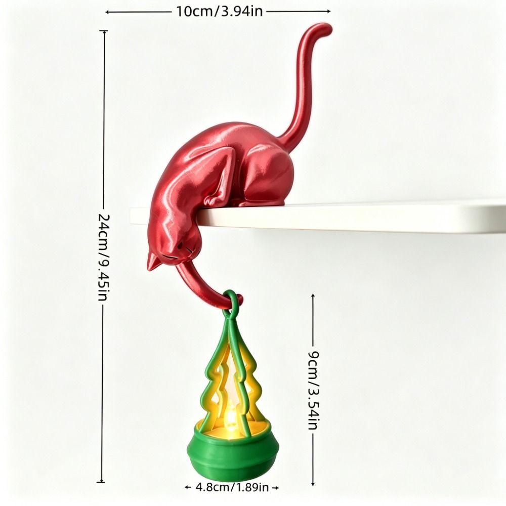 Inverted Hanging Upside Down Cat Figurine Cute Christmas Tree Ornament Home Office Decor
