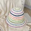 Summer Rainbow Sun hat Women's Bucket Hat Ins Beach Straw Cap  Outdoor