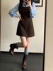 Women's Winter 2026 Korean Style Two-Piece Suspender Shirt Dress Set