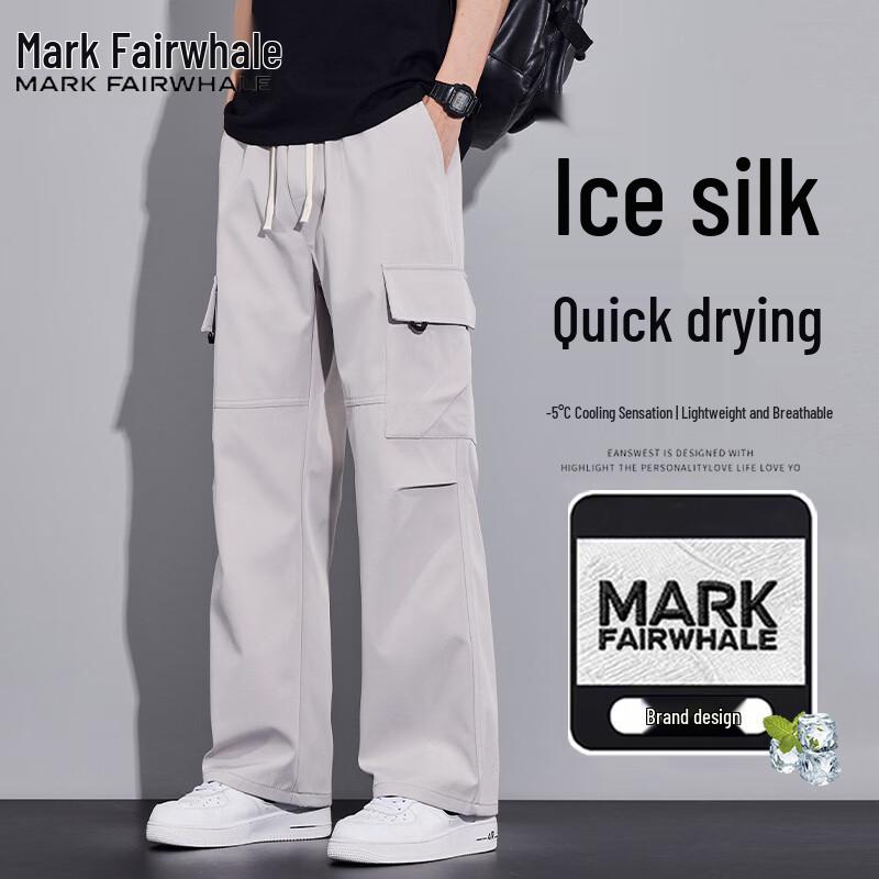 Mark Fairwhale Men s Ice Silk Straight-Leg Cargo Pants L
