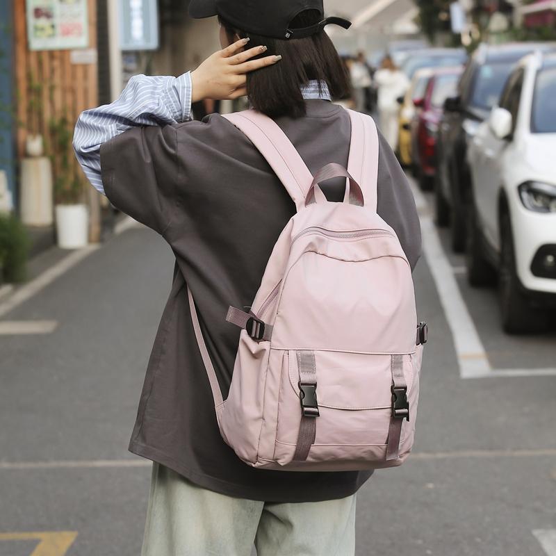 Solid Color Backpack Men's Nylon Waterproof Large Capacity Lightweight Travel Backpack Student School Bag