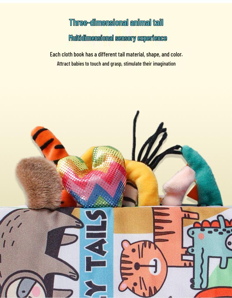 Aipinqi Baby Animal Tail Cloth Book – Tear-Resistant, Crinkle Paper Educational Toy for Early Learning.