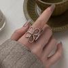 Foxanry Silver Color Hollow Daisy Ring for Women Girls Creative Vintage Minimalist Trendy Sweet Elegant Daily Party Jewelry Gift