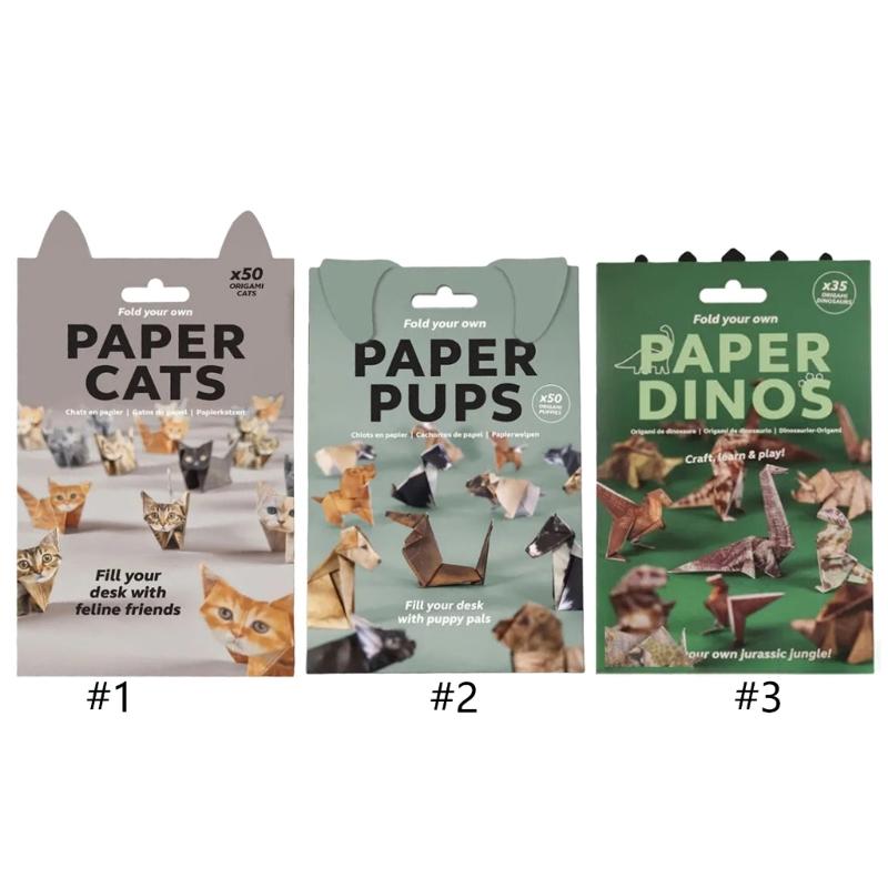 Set de activități creative pliabile cu pisici, câini și dinozauri din hârtie realizate manual Pentru copii, adulți și iubitori de animale Cadou Proiecte de artizanat Decorațiuni