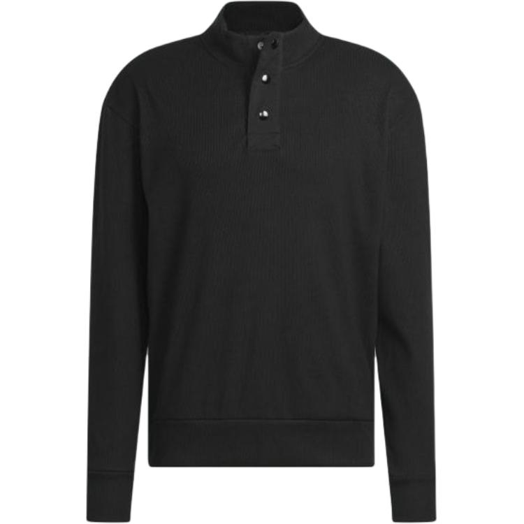 Adidas Comfortable Solid Color Casual Pullover Long Sleeve Polo Shirt Men Tops Black IW6716