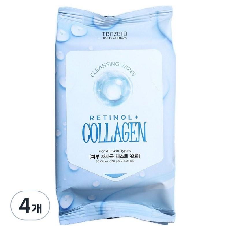 Ten Zero Retinol Collagen Cleansing Tissues, 30 wipes, 4 pcs