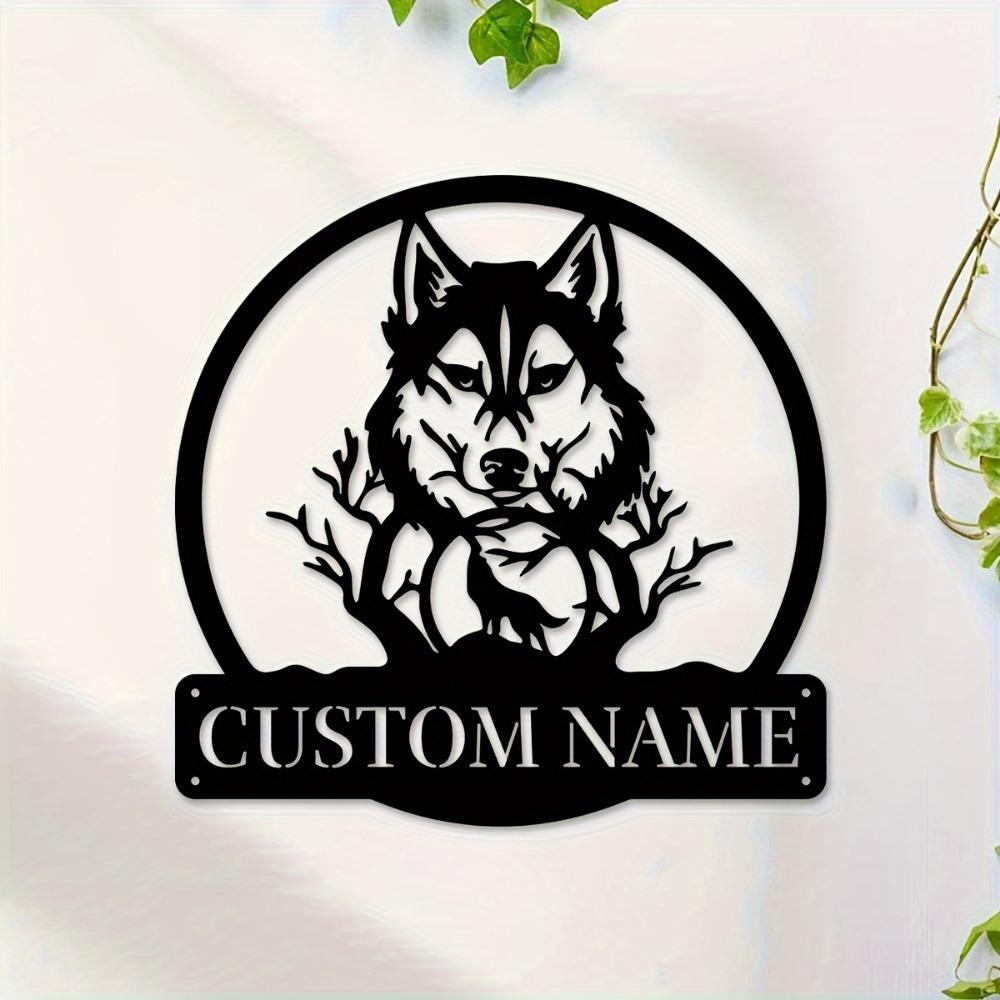 1pc Custom Engraved Metal Dog Skull Wall Decor, Personalized Badge, Rustic Home Office Art, Custom Sign, Wall Sculpture