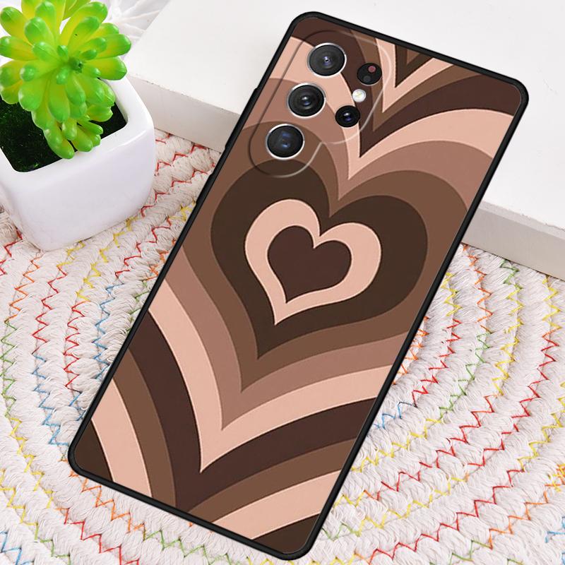 Latte Love Brown Heart Aesthetic Silicone Phone Case For Samsung Galaxy note 10 pro S26 S25 S24 S23 S22 S21 Plus Ultra Cover