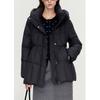 White goose down temperament commuter fashion down jacket women's autumn and winter new hooded long-sleeved warm black coat