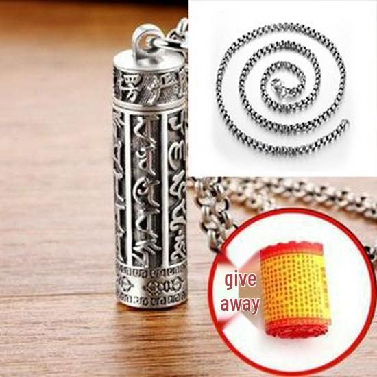 Koto 990 Sterling Silber Anhänger - Trendige Sechs-Zeichen-Mantra Halskette für Männer gray
