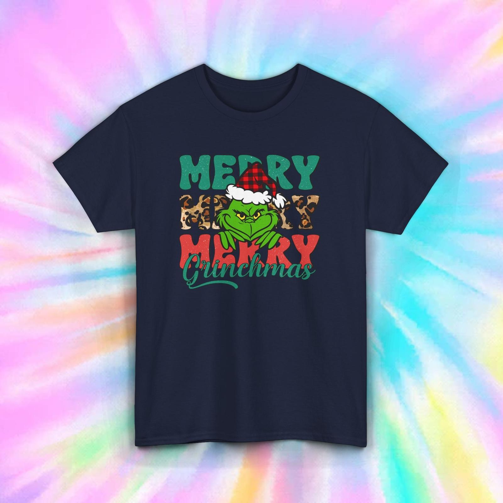 Merry Grinchmas Christmas Shirt S-5XL Funny Grinch Holiday Gift Plaid Leopard S