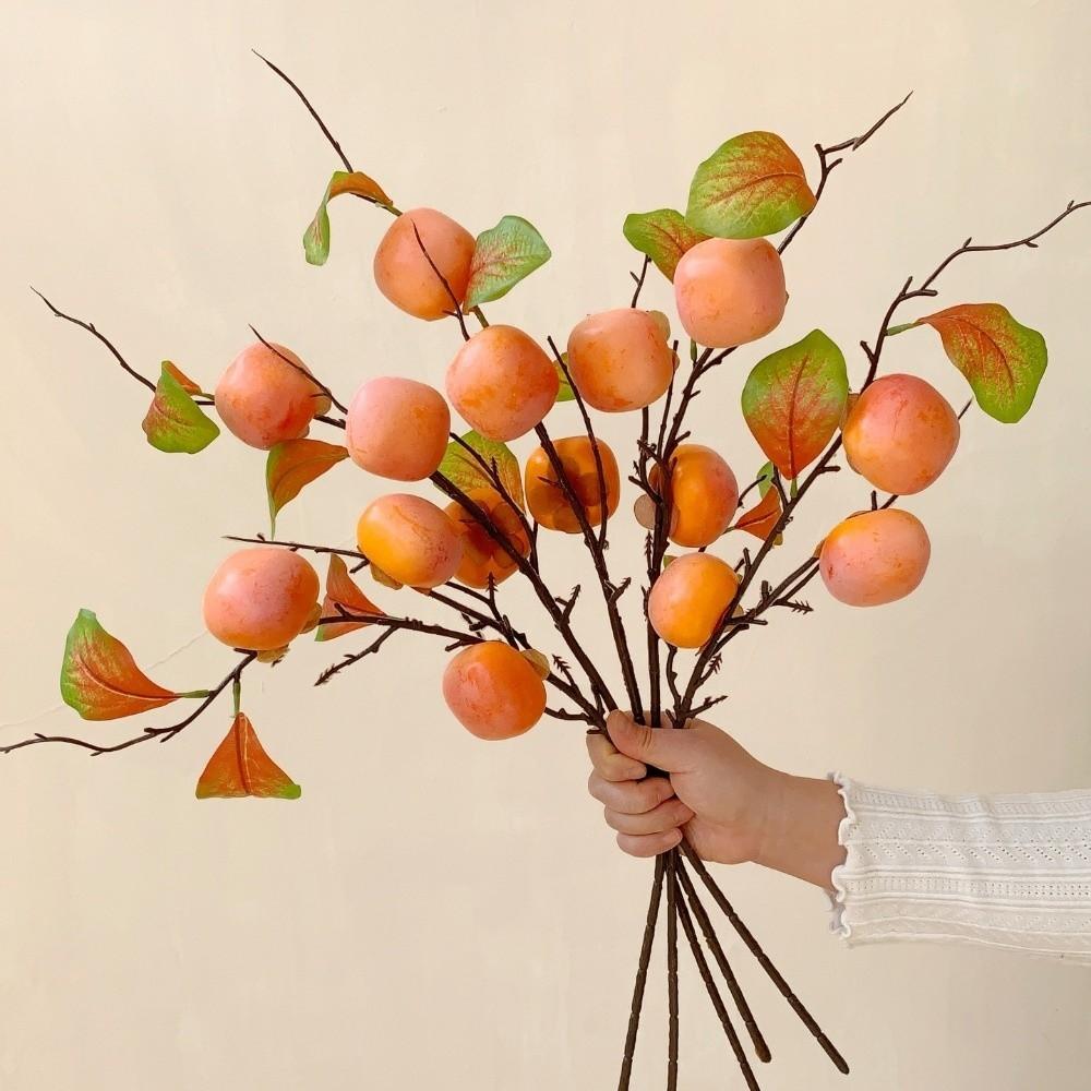 Handmade Simulation Persimmon Fruit Realistic Artificial Fruits Branches  Home Decor