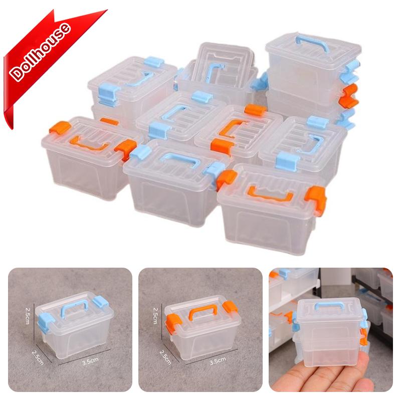 5Pcs Dollhouse Mini Storage Box Clear Toolbox Model Dollhouse Home Home Decoration Dolls House Micro Scene Decor Props