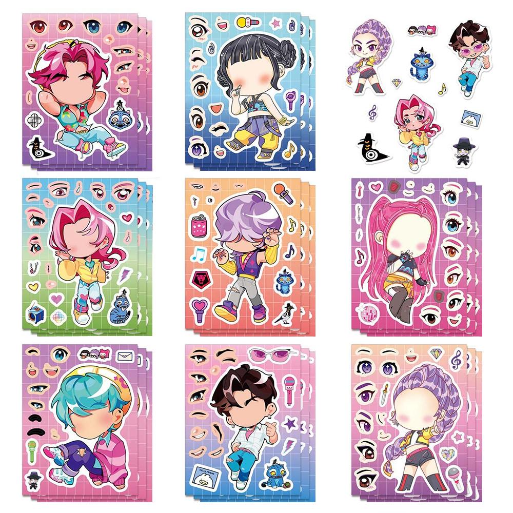 

24 аркуші наліпок «Мисливці на демонів» з фільму, наліпки «Зроби обличчя», подарунки на вечірку