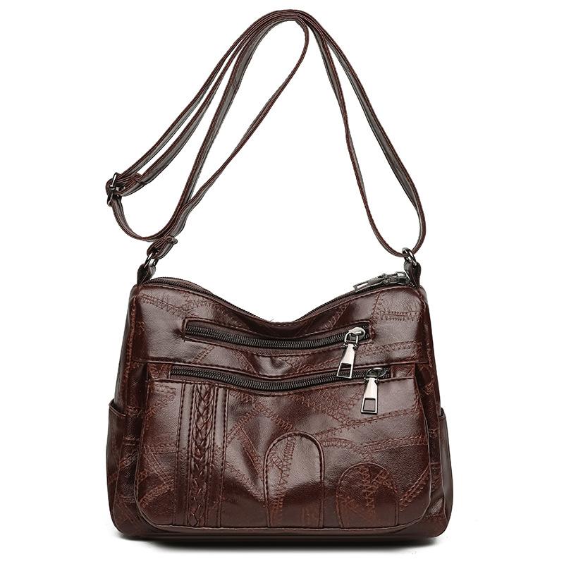 New Multi-Layer Soft Leather Women's Crossbody Bag - Fashion Splicing Shoulder Bag, Multi-functional and Large Capacity Design