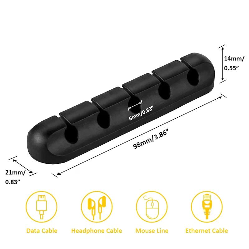 Flexible Silicone Cable Clips - Multipurpose Cord Holder for Desk Organization, Mouse/Keyboard/Earphone Wire Management