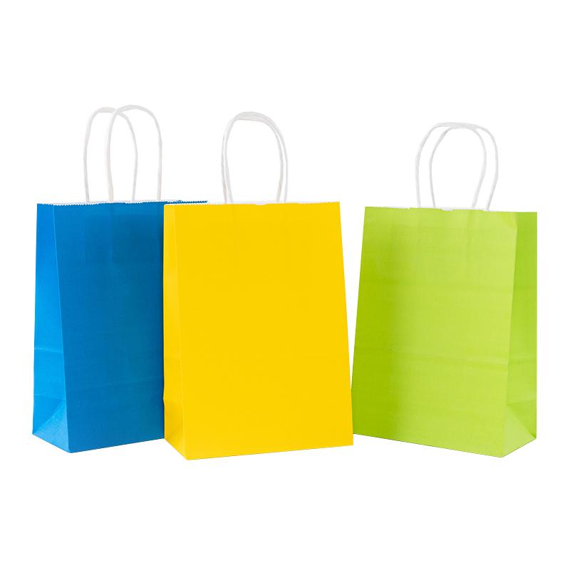 StoBag, Colorful Kraft Paper Gift Bag, Solid Color, for packing Goodies takeaway, birthday, wedding, Eco-Friendly, 12/30pcs