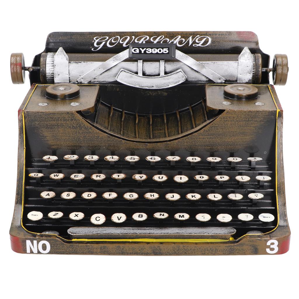 Retro Typewriter Model Reduce Stress Iron Vintage Typewriter Home Decoration Brown M