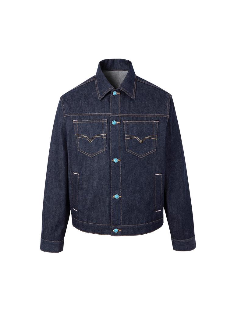 2026 Unisex American Denim Workwear Set: Sapphire Jacket & Loose Straight-Leg Pants