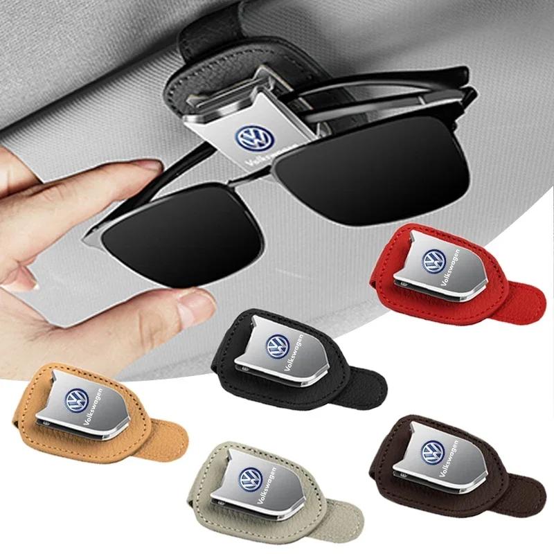 Do samochodu Volkswagen VW Osłony przeciwsłoneczne Magnetyczny Klips do Okularów Skórzany i Klips na Bilet Osłona Przeciwsłoneczna Samochodowa Do Volkswagen Polo Golf 3 4 5 6 7 8 6