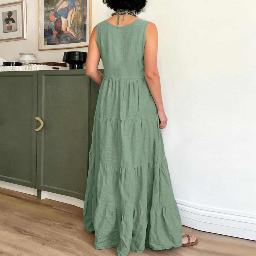 Dress For Women Long Boho Beach Dress Elegant Maxi Dress V,Neck Sleeveless Dress