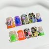 European & American Sweet Style Gradient Duckbill Nail Set with Seven-Color Stars, Hearts, and Lollipops - Pure Handmade Wearable Nails