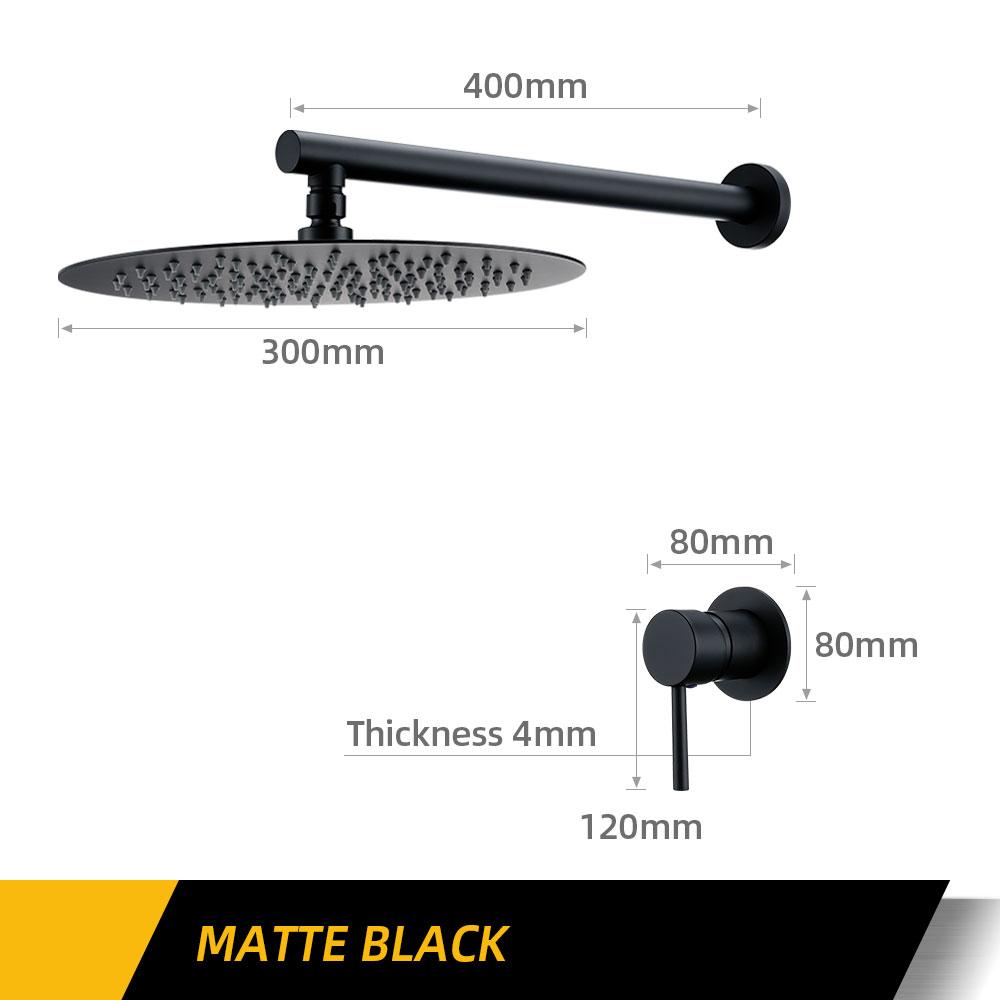 Badezimmerarmatur Gunmetal Duscharmatur Wandmontiert 8/10/12 Zoll Regendusche Mischbatterie Duschkopf Mit Sedal Kartusche Duschset