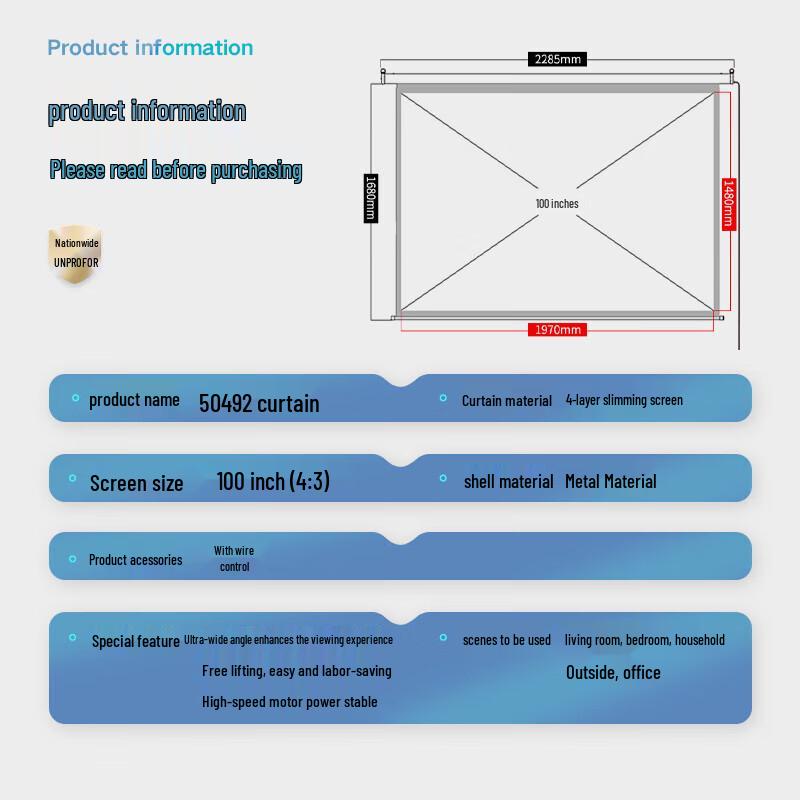Deli 50492 Electric Projector Screen