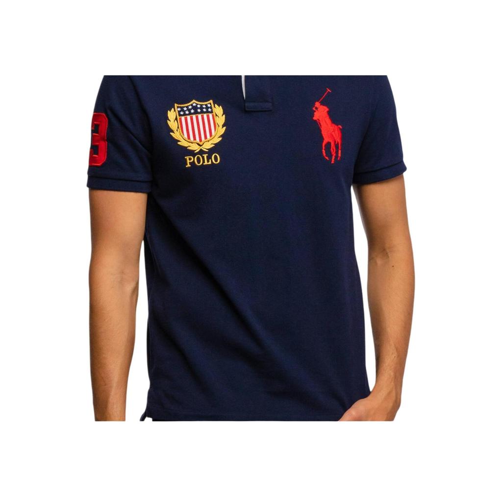 Polo Ralph Lauren SS24 Logo Big Pony Bestickt Kurzarm Poloshirt Herren Oberteile Marineblau 710803454-002