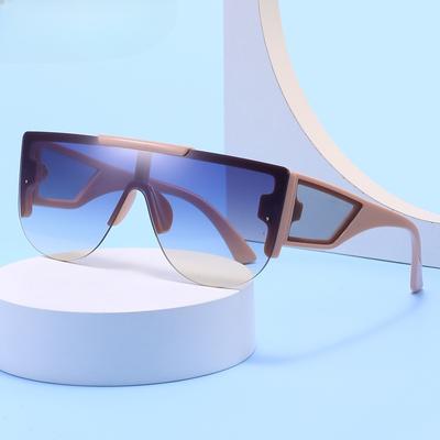 Nuovi Semplici Occhiali Monoblocco Marrone Scuro Occhiali da Sole Senza Montatura Moda Donna Occhiali da Sole Street Uomo.