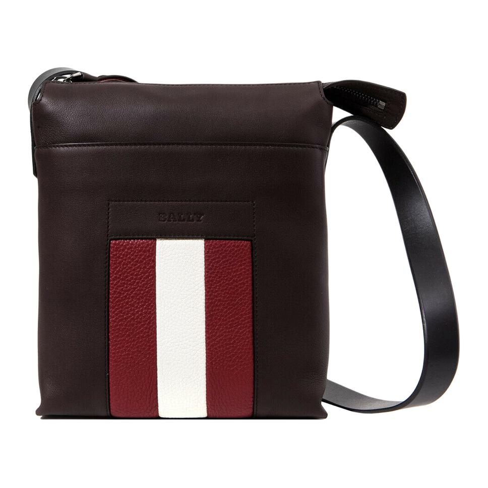 

New BALLY Leather One Shoulder Crossbody Messenger Bag Men s Coffee BAUMAS-221 24.9*6.1*30.0CM