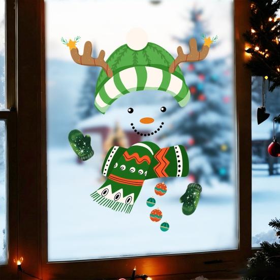 Festive Indoor Wall Art Christmas Snowman Static Window Stickers, Removable PVC Glass Decals, Waterproof Seasonal Door Stickers Winter Clings for Home