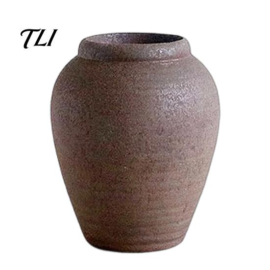 Vintage Home Decor for Living Room Retro Round Ceramic Vase, Small Hydroponic Planter, Rustic Weather Resistant Flower Container Table Centerpiece