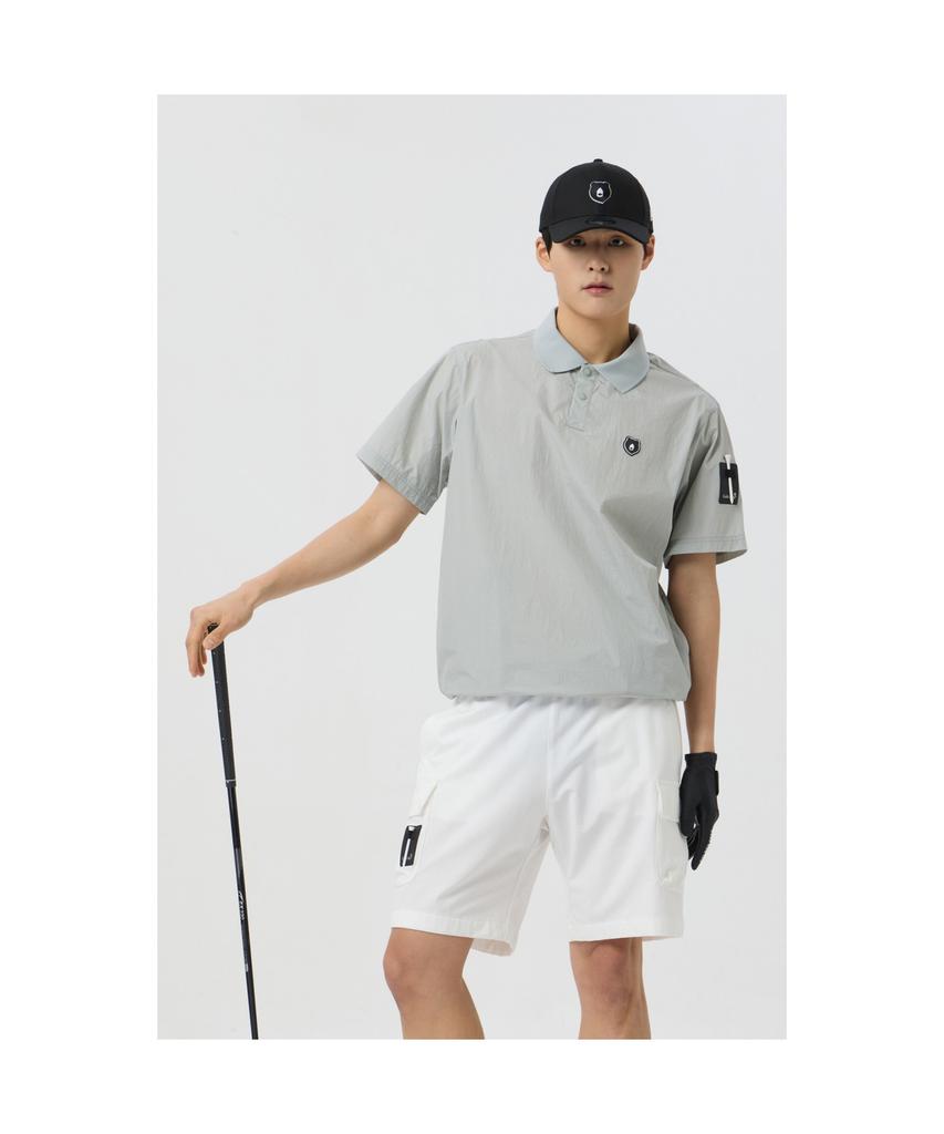 Goldeunbeeo Ribstop 1/2 Sleeves Collar Sweatshirt_G4Tam25171Gyx