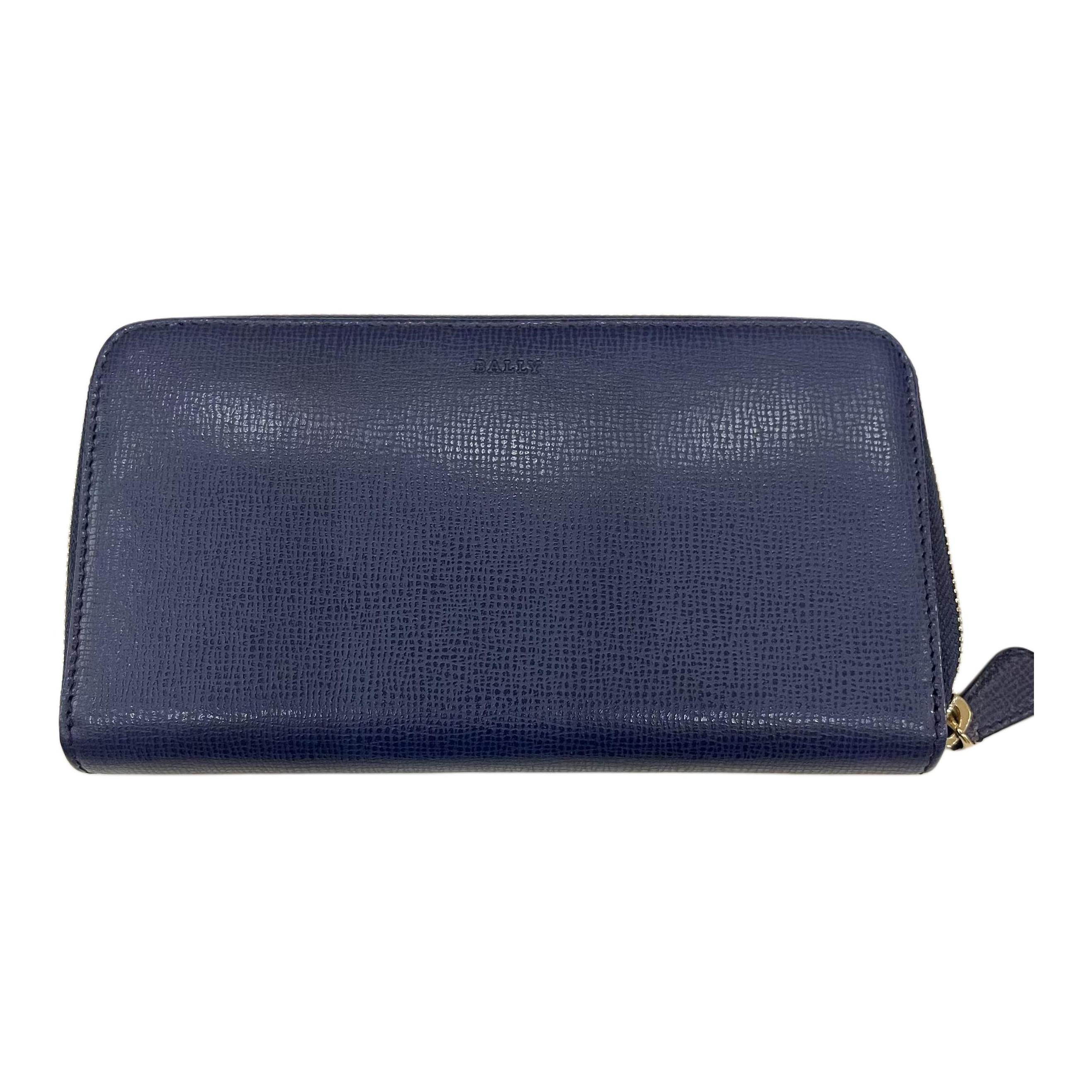 Bally Classic Womens Series Leather Clutch Wallet Women wallet Navy-Blue 6219814 Basic Set (Bag+Dust Bag)