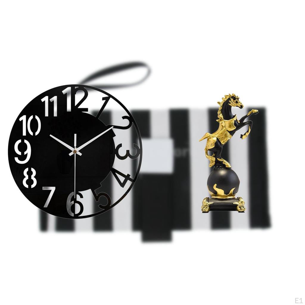 Modern Horse Figurine Statue Decorative Wall Clock Silent Animal Sculpture Collection for Living