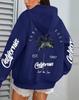 Women's Coconut Tree Print Casual Fleece Hoodie with Pockets
