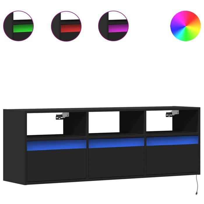 VidaXL Wall-mounted TV Cabinet with LED Lights Black 130x31x45 Cm 852342
